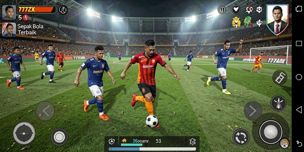 Gameplay intens dengan aksi sepak bola yang menegangkan.