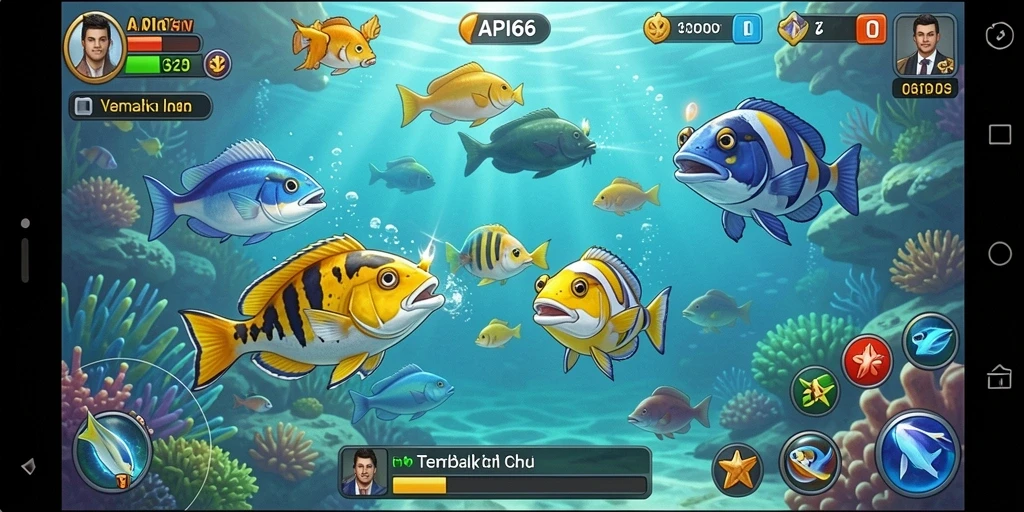 Tampilan gameplay seru di dunia Tembak Ikan yang penuh warna.