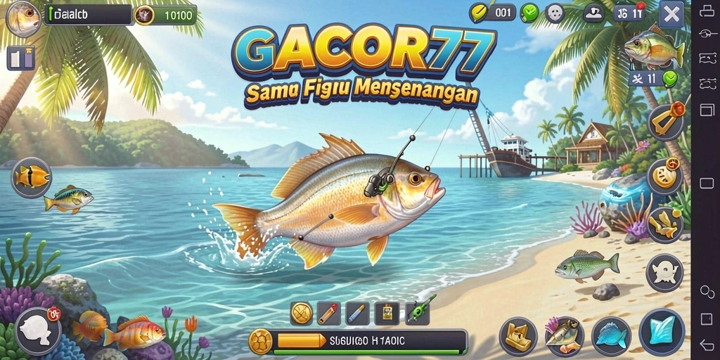 Tampilan gameplay seru saat memancing ikan besar di GACOR77.