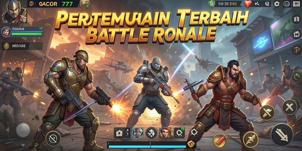 Gameplay seru di GACOR777 saat bertempur di arena Battle Royale.