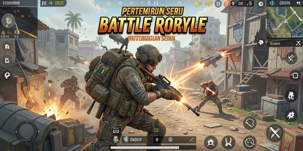 Tampilan gameplay mendebarkan dari ID098 dalam arena Battle Royale.