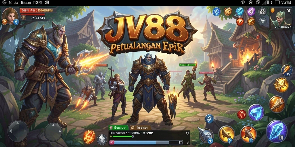Tampilan utama gameplay JV88 dengan karakter dan lingkungan RPG yang memukau.