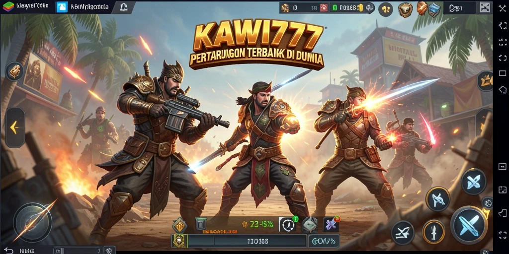 Tampilan gameplay KAWI777 dengan aksi mendebarkan di medan perang Battle Royale.