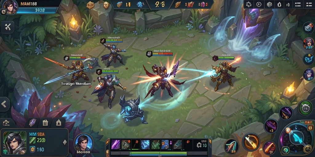 Screenshot gameplay MAMI188 yang menunjukkan tim dalam pertempuran epic.