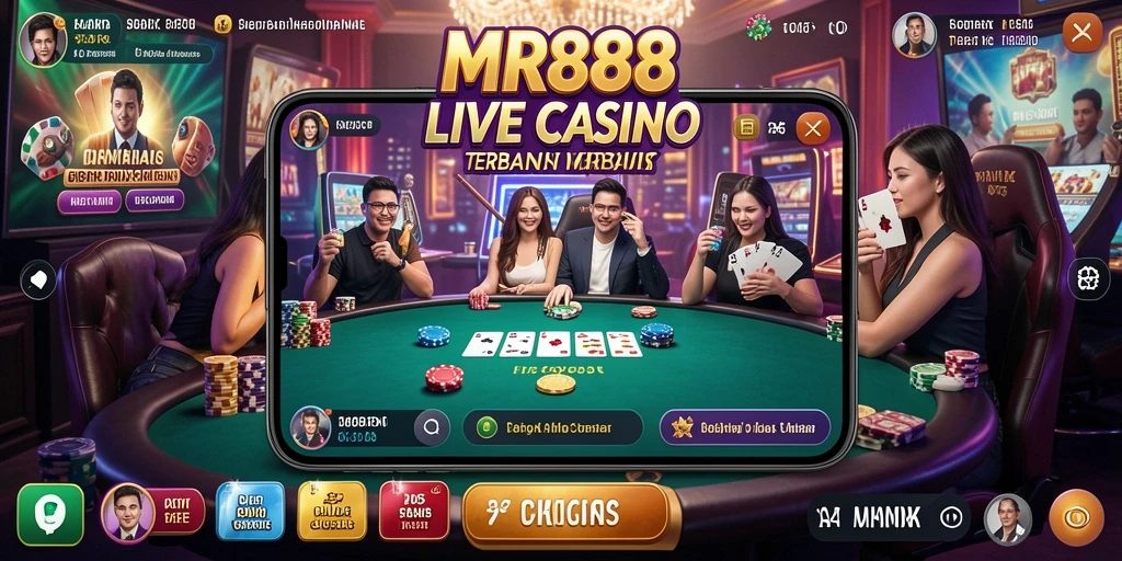 Screenshot utama MR888 menampilkan gameplay Live Casino yang seru dan interaktif.