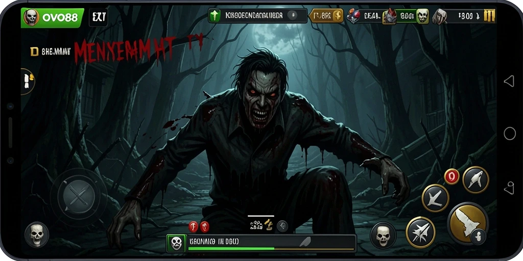 Tampilan gameplay OVO88 yang seram dan penuh ketegangan.