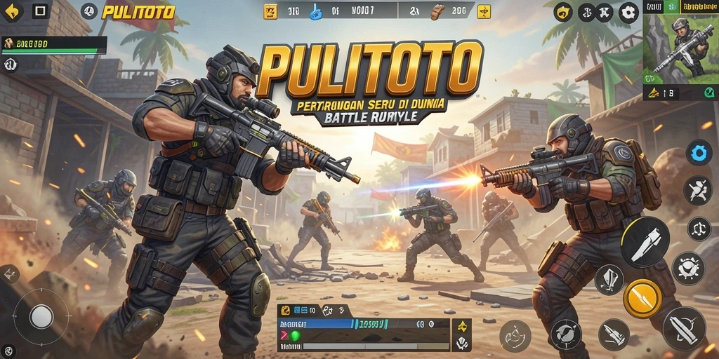 Tampilan gameplay seru PULITOTO saat bertarung dalam Battle Royale.
