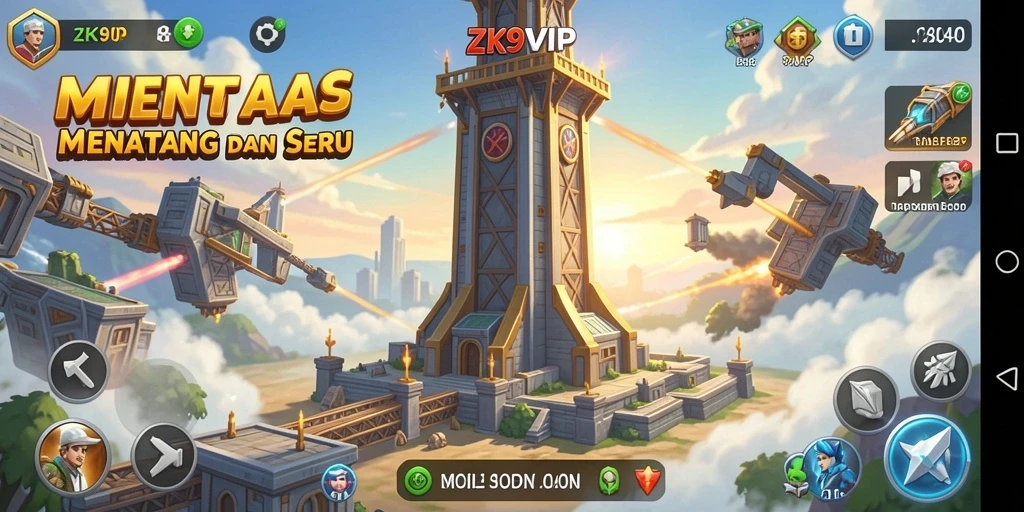 Gameplay menegangkan ZK9VIP di saat pertahanan menara berhadapan dengan musuh.